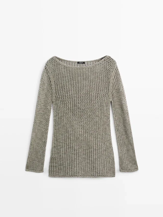 Pullover aus Baumwollmischung mit Cutwork-Muster Pullover aus Baumwollmischung mit Cutwork-Muster