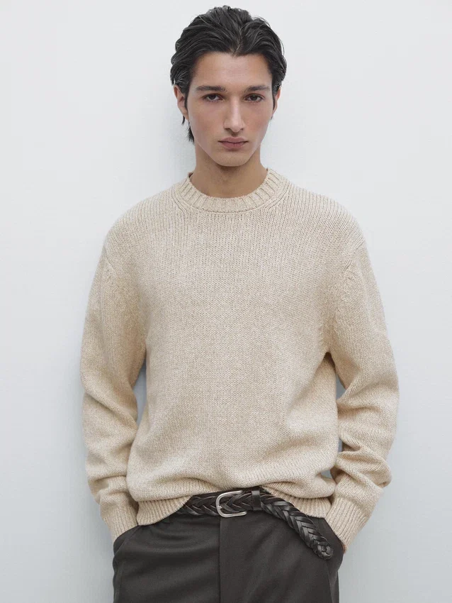 Pullover aus Baumwollmischung mit Rundhalsausschnitt Pullover aus Baumwollmischung mit Rundhalsausschnitt