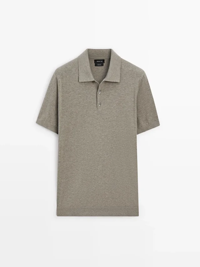 Pullover aus Baumwollstrick mit Poloshirt-Ausschnitt Pullover aus Baumwollstrick mit Poloshirt-Ausschnitt