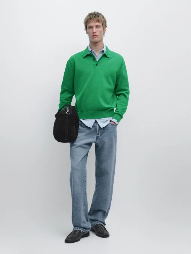 Pullover aus Baumwollstrick mit Poloshirt-Kragen Pullover aus Baumwollstrick mit Poloshirt-Kragen