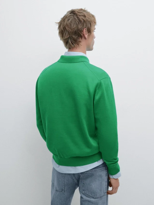 Pullover aus Baumwollstrick mit Poloshirt-Kragen Pullover aus Baumwollstrick mit Poloshirt-Kragen