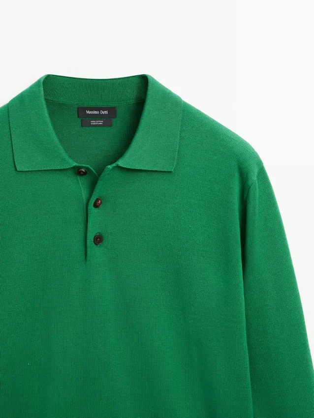 Pullover aus Baumwollstrick mit Poloshirt-Kragen Pullover aus Baumwollstrick mit Poloshirt-Kragen