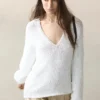 Pullover mit V-Ausschnitt und Cutwork-Verzierung Pullover mit V-Ausschnitt und Cutwork-Verzierung