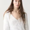 Pullover mit V-Ausschnitt und Cutwork-Verzierung Pullover mit V-Ausschnitt und Cutwork-Verzierung