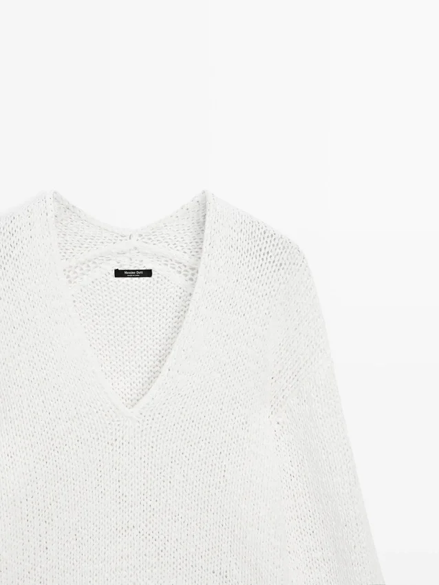 Pullover mit V-Ausschnitt und Cutwork-Verzierung Pullover mit V-Ausschnitt und Cutwork-Verzierung