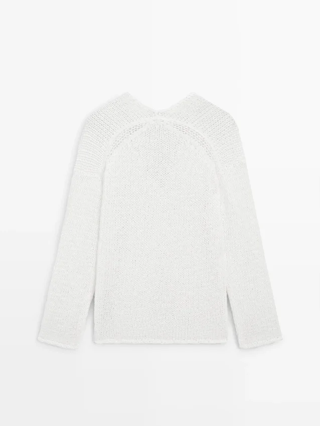 Pullover mit V-Ausschnitt und Cutwork-Verzierung Pullover mit V-Ausschnitt und Cutwork-Verzierung