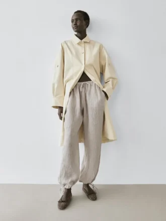 Sarouel-Hose aus 100 % Leinen mit Waffelstruktur Sarouel-Hose aus 100 % Leinen mit Waffelstruktur
