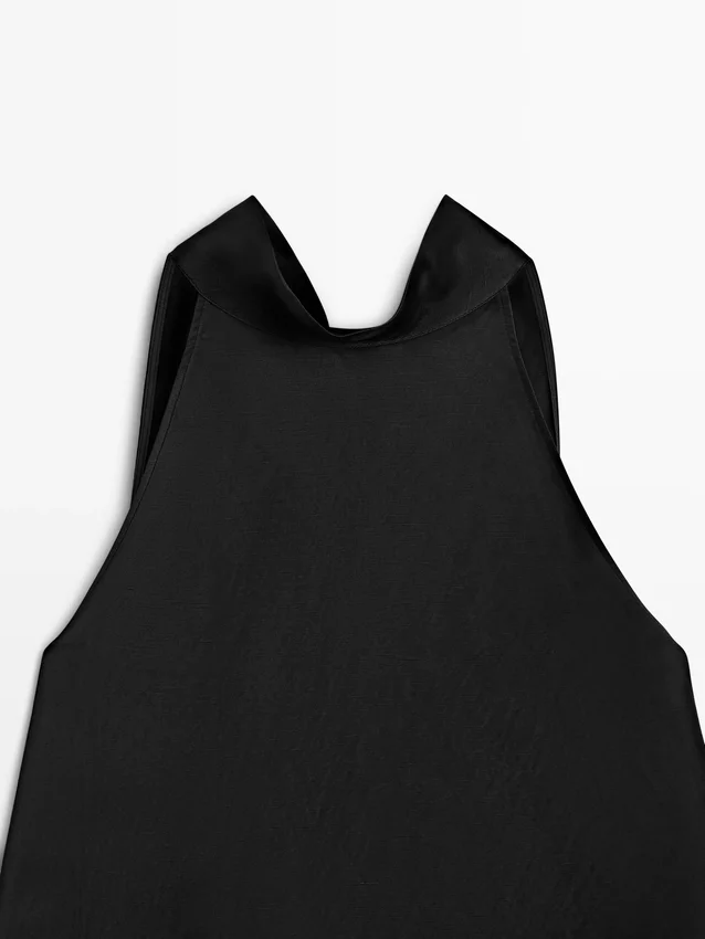Satin-Haltertop mit Bindedetail Satin-Haltertop mit Bindedetail