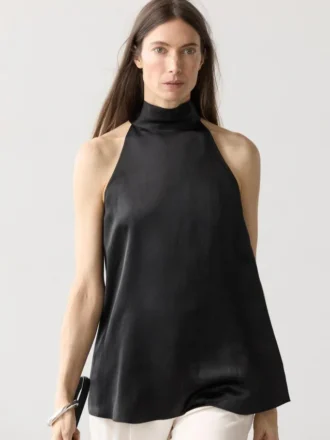Satin-Haltertop mit Bindedetail