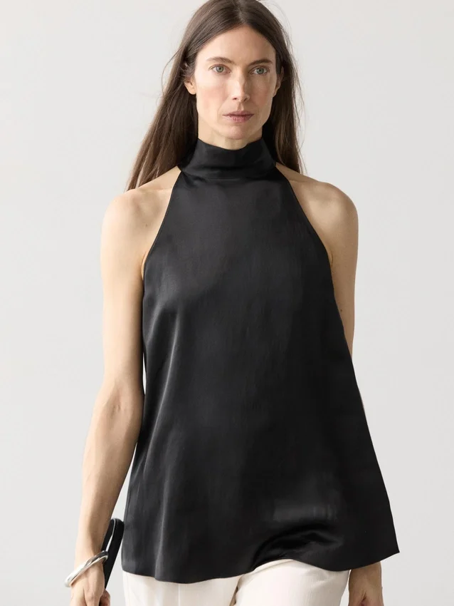Satin-Haltertop mit Bindedetail Satin-Haltertop mit Bindedetail