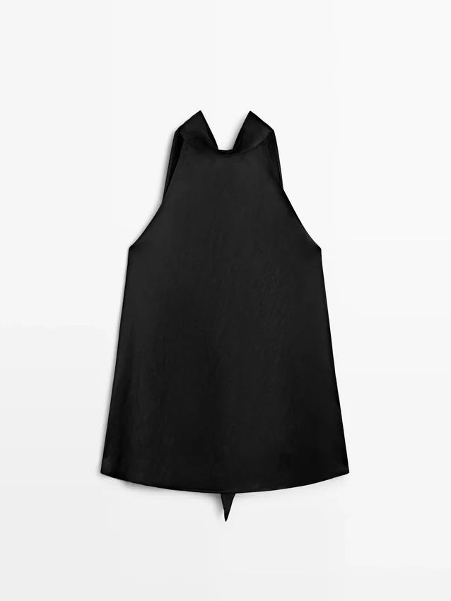 Satin-Haltertop mit Bindedetail Satin-Haltertop mit Bindedetail