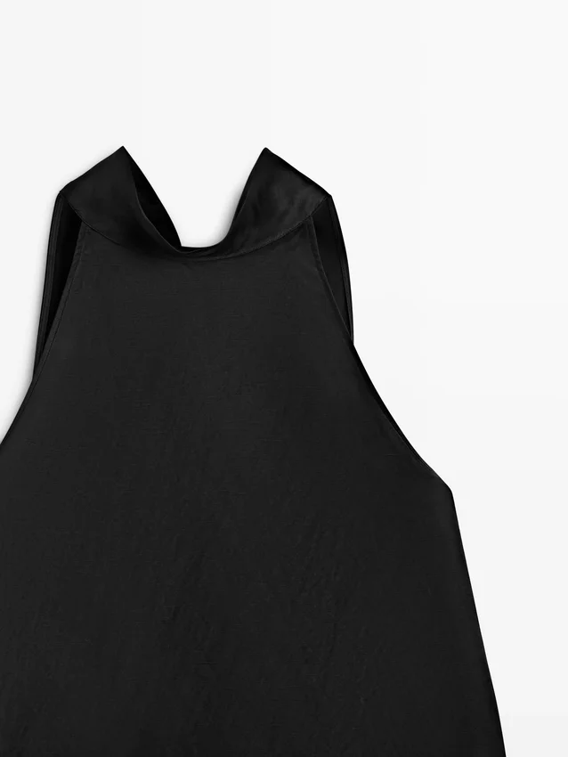 Satin-Haltertop mit Bindedetail Satin-Haltertop mit Bindedetail