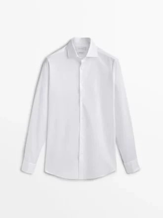 Slim-Fit-Baumwollhemd mit doppelten Manschetten Slim-Fit-Baumwollhemd mit doppelten Manschetten