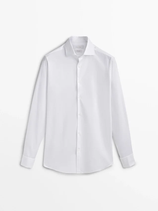 Slim-Fit-Baumwollhemd mit doppelten Manschetten Slim-Fit-Baumwollhemd mit doppelten Manschetten