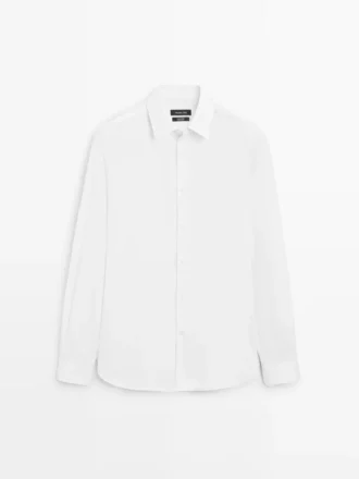 Slim Fit Hemd aus 100 % Baumwollpopeline
