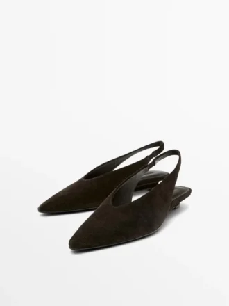 Slingback-Schuhe aus Spaltveloursleder Slingback-Schuhe aus Spaltveloursleder