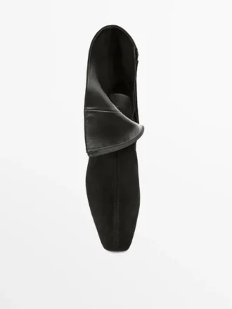 Stiefeletten mit Keilabsatz aus Spaltleder Stiefeletten mit Keilabsatz aus Spaltleder