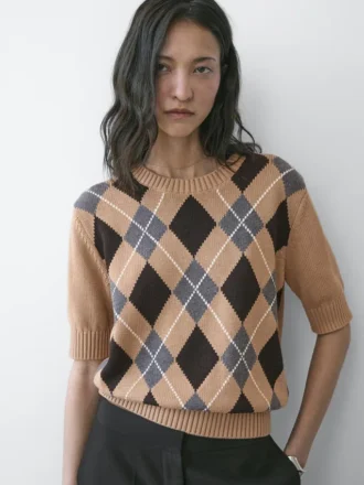 Strickpullover aus Baumwolle mit Argyle-Muster