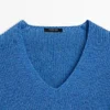 Strickpullover aus Baumwollmischung mit V-Ausschnitt