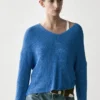 Strickpullover aus Baumwollmischung mit V-Ausschnitt