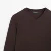 Strickpullover aus Baumwollmischung mit V-Ausschnitt