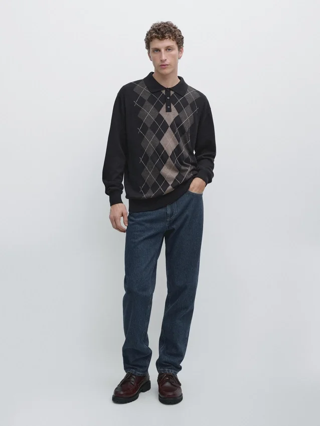 Strickpullover mit Argyle-Details Strickpullover mit Argyle-Details