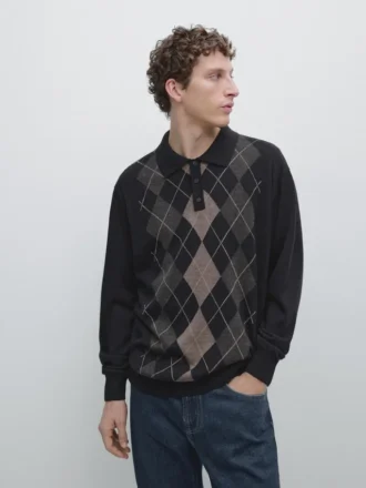 Strickpullover mit Argyle-Details Strickpullover mit Argyle-Details
