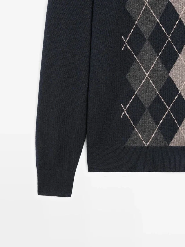 Strickpullover mit Argyle-Details Strickpullover mit Argyle-Details