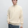 Strickpullover mit Stehkragen und Reißverschluss