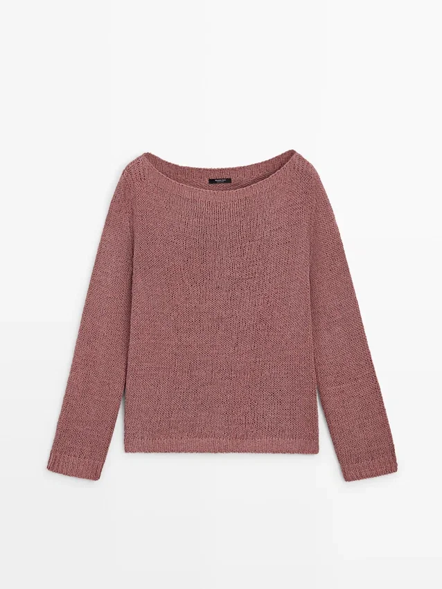 Strickpullover mit U-Boot-Ausschnitt Strickpullover mit U-Boot-Ausschnitt