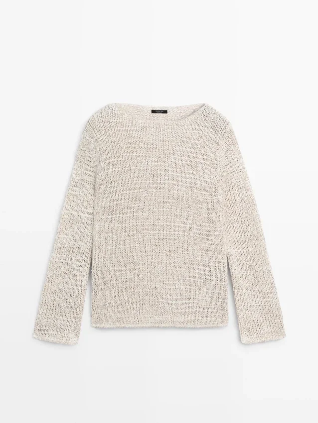 Strickpullover mit U-Boot-Ausschnitt Strickpullover mit U-Boot-Ausschnitt