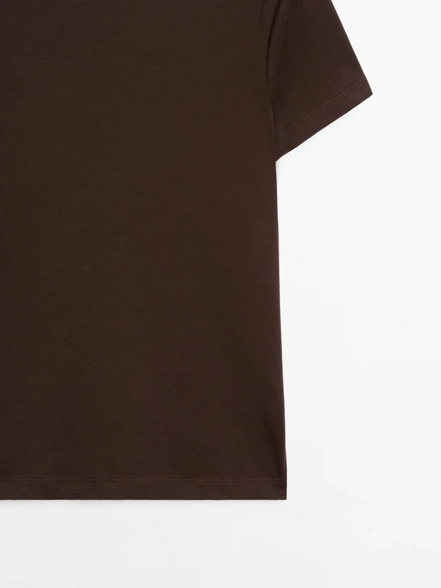 T-Shirt aus 100 % Baumwolle mit Nahtdetail T-Shirt aus 100 % Baumwolle mit Nahtdetail