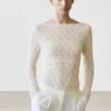 T-Shirt mit U-Boot-Ausschnitt und Spitzendetail T-Shirt mit U-Boot-Ausschnitt und Spitzendetail