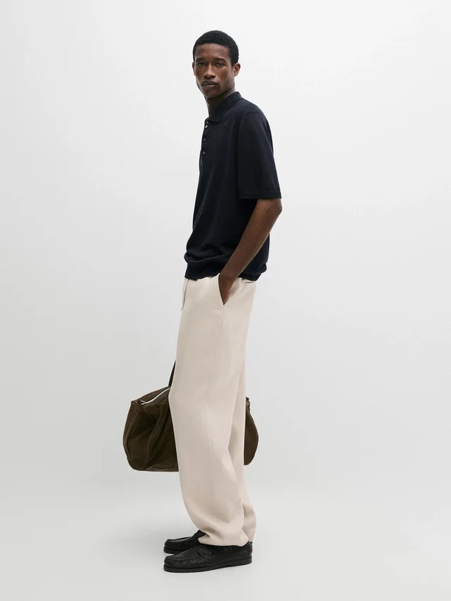 Total Look-Leinenhose mit Taillendetail Total Look-Leinenhose mit Taillendetail
