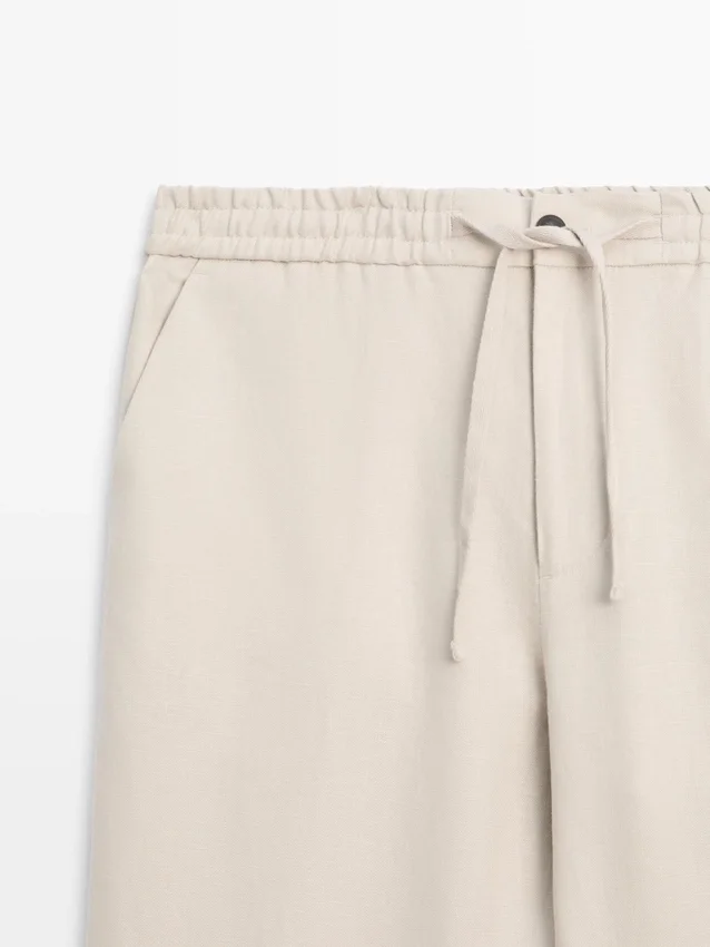 Total Look-Leinenhose mit Taillendetail Total Look-Leinenhose mit Taillendetail