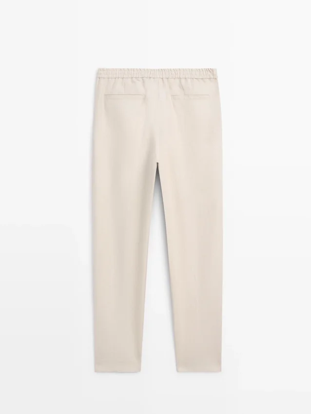 Total Look-Leinenhose mit Taillendetail Total Look-Leinenhose mit Taillendetail