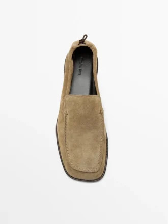 Weiche Leder-Loafer mit gerafftem Detail Weiche Leder-Loafer mit gerafftem Detail