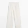 Weite Hose aus 100 % Leinen mit Gummizug Weite Hose aus 100 % Leinen mit Gummizug