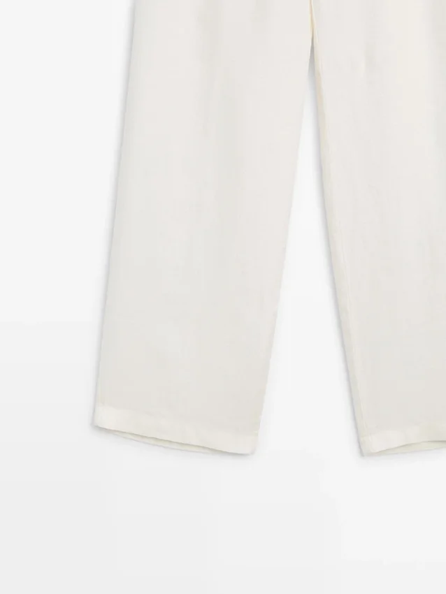 Weite Hose aus 100 % Leinen mit Gummizug Weite Hose aus 100 % Leinen mit Gummizug