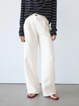 Weite Hose aus 100 % Leinen mit Gummizug