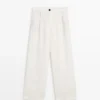 Weite Hose aus 100 % Leinen mit Gummizug Weite Hose aus 100 % Leinen mit Gummizug