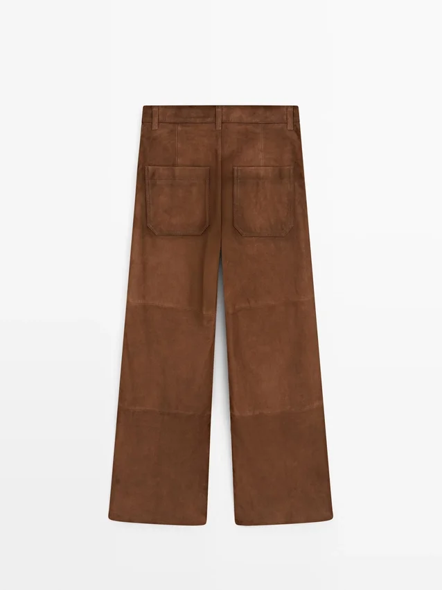 Weite Hose aus Wildleder mit Taschen Weite Hose aus Wildleder mit Taschen