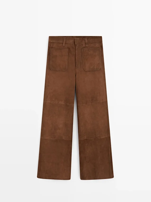Weite Hose aus Wildleder mit Taschen Weite Hose aus Wildleder mit Taschen