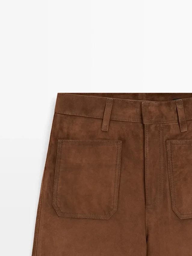Weite Hose aus Wildleder mit Taschen Weite Hose aus Wildleder mit Taschen